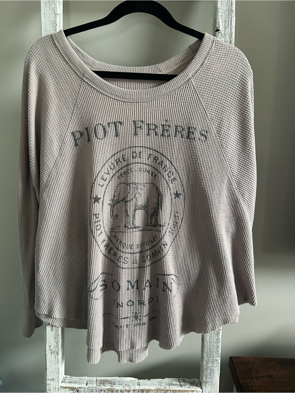 Free People Waffle Knit Long Sleeve Top - Soft Taupe/Lilac